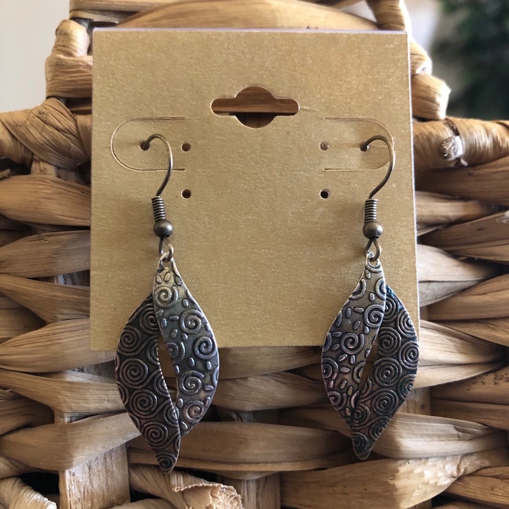 Vintage repurpose textured swirl design earrings